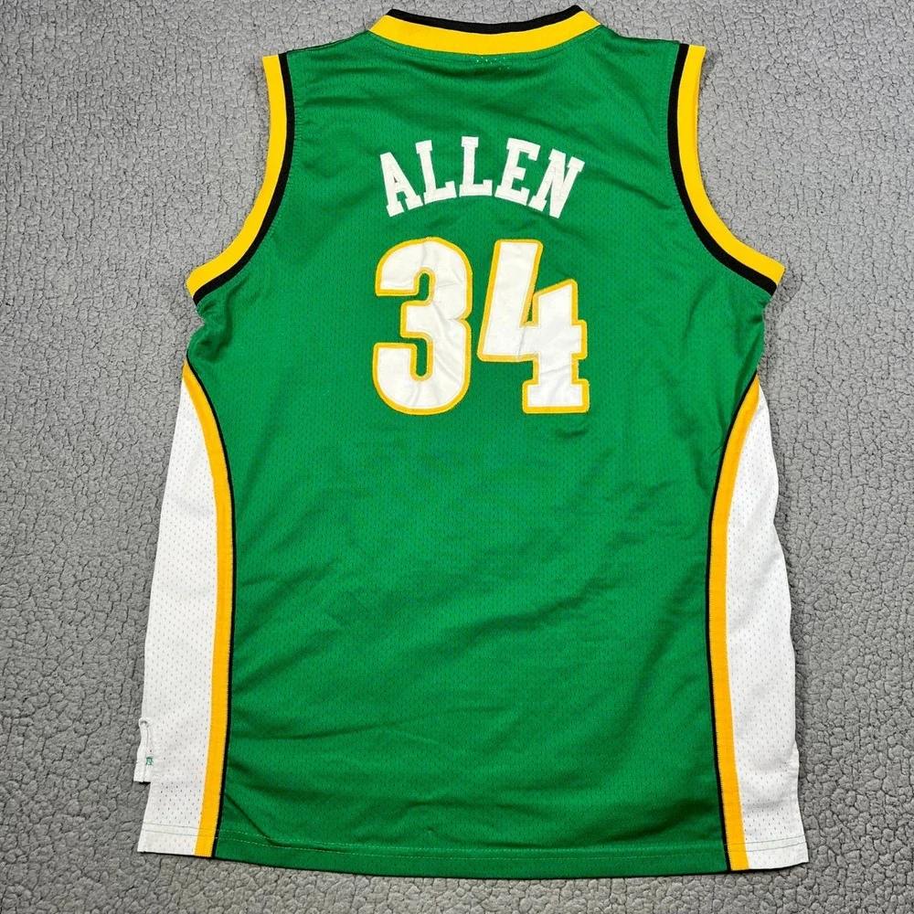 Adidas Seattle SuperSonics Ray Allen 34 NBA Jersey Green Yellow Mens Medium +2